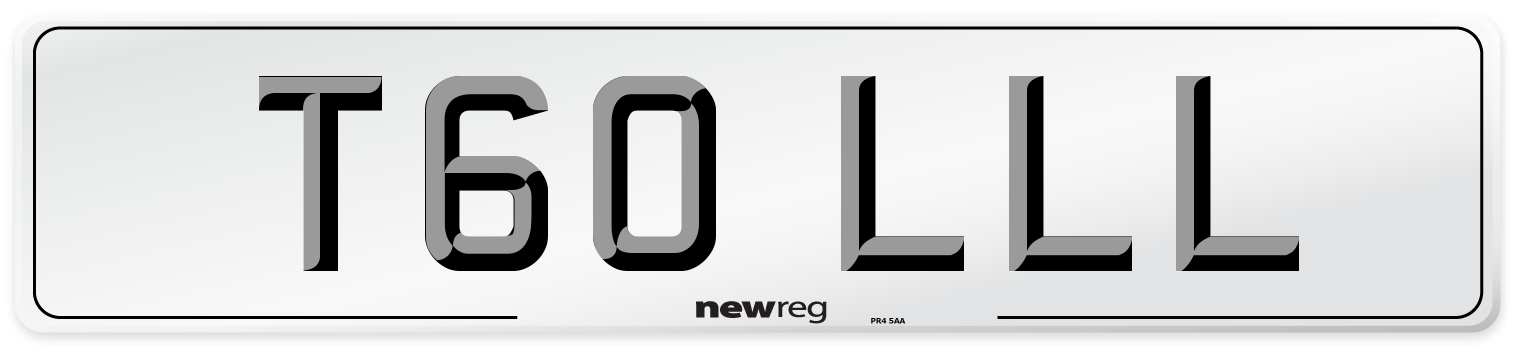 T60 LLL Number Plate from New Reg